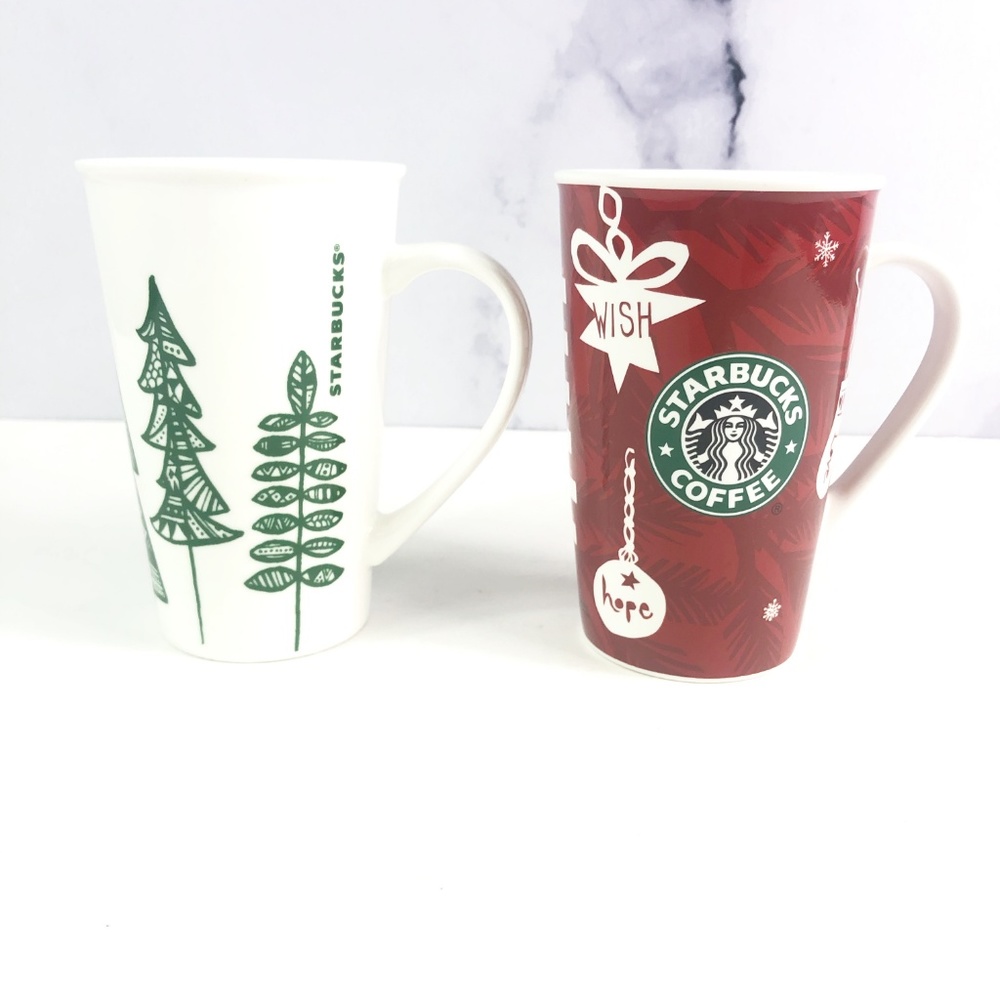 Lot of 2 Starbucks Coffee Mugs Christmas Cups